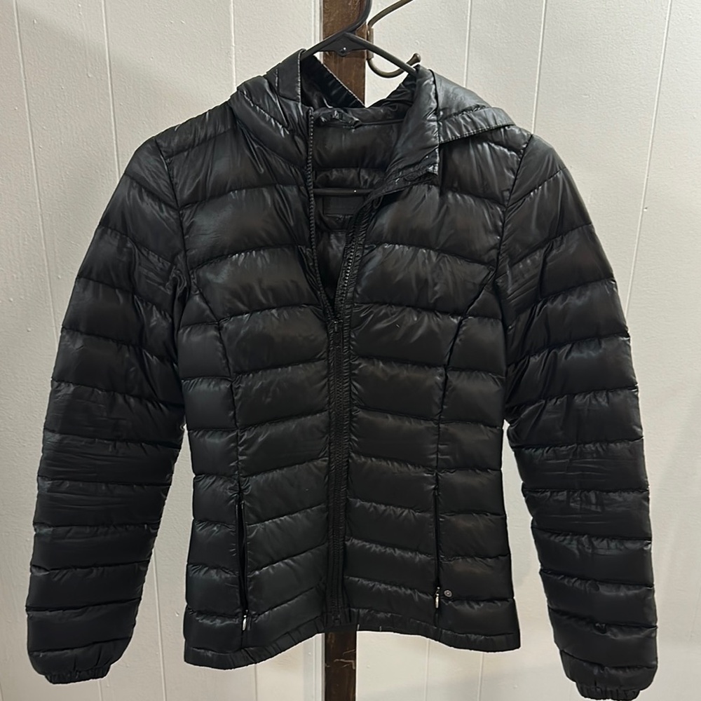Lacoste Black Quilted Puffer Jacket with Hood